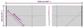 vidaXL Συρματόπλεγμα Περίφραξης Πράσινο 1,6 x 25 μ. με Βάσεις Φλάντζα