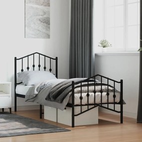 Πλαίσιο Κρεβατιού με Κεφαλάρι/Ποδαρικό Μαύρο 75x190 εκ. Μέταλλο