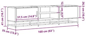 Έπιπλο Τηλεόρασης Καπνιστή Δρυς 160x35x41 εκ Επεξ. Ξύλο/Μέταλλο - Καφέ