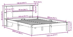 ΚΡΕΒΑΤΙ ΒΙΒΛΙΟΘΗΚΗ ΧΩΡΙΣ ΣΤΡΩΜΑ 140X200 ΕΚ ΜΑΣΙΦ ΞΥΛΟ ΠΕΥΚΟ 3321541