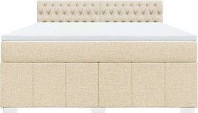 vidaXL Κρεβάτι Boxspring με Στρώμα Κρεμ 180x200 εκ. Υφασμάτινο