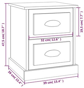 Κομοδίνο Sonoma Δρυς 39x39x47,5 εκ. από Επεξεργασμένο Ξύλο - Καφέ