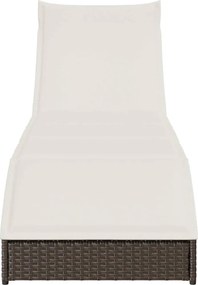 vidaXL Πτυσσόμενη ξαπλώστρα με μαξιλάρι και αποθήκευση Brown