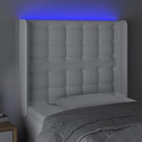 Κεφαλάρι Κρεβατιού LED Λευκό 93x16x118/128 εκ. Συνθετ. Δέρμα - Λευκό