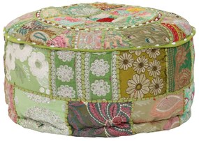 vidaXL Πουφ Patchwork Στρογγυλό Χειροποίητο Πράσινο 40x20 εκ. Βαμβάκι