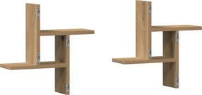 vidaXL Ραφιέρες Τοίχου 2 τεμ. Αρτισιανή Δρυς 38x12x38 εκ. Επεξ. Ξύλο