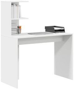 vidaXL Λευκό Γραφείο Γραφής Λευκό MDF Συμπαγές Διακοσμητικά Ένθετα
