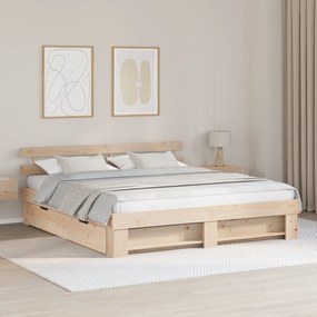 vidaXL Σκελετός Κρεβατιού Καφέ 180 x 200 cm Συμπαγές ξύλο πεύκου