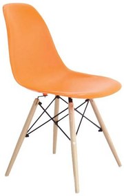 Καρέκλα Art Wood ΕΜ123,3W 46x52x82cm Orange Σετ 4τμχ Wood, Polypropylene