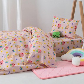 Σεντόνια Μονά (Σετ) Palamaiki Fashion My Kingdom MK767 Ροζ ΜΕ ΛΑΣΤΙΧΟ 110x200+30