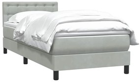 vidaXL Κρεβάτι Boxspring με Στρώμα Ανοιχτό Γκρι 80x210 εκ. Βελούδινο