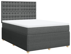 Κρεβάτι Boxspring με Στρώμα Σκούρο Γκρι 140x200 εκ Υφασμάτινο - Γκρι