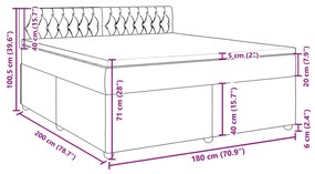 Κρεβάτι Boxspring με Στρώμα Σκούρο Γκρι 180x200 εκ Υφασμάτιν - Γκρι