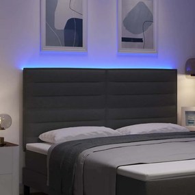 vidaXL LED κεφαλάρι Σκούρο Γκρι ύφασμα