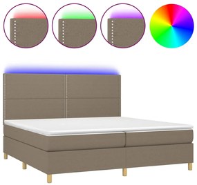 ΚΡΕΒΑΤΙ BOXSPRING ΜΕ ΣΤΡΩΜΑ &amp; LED TAUPE 200X200 ΕΚ. ΥΦΑΣΜΑΤΙΝΟ 3135385