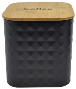 Βάζο Καφέ Με Bamboo Καπάκι Coffee 824649 11,5x11,5x13cm Black-Natural Ankor Μέταλλο,Bamboo