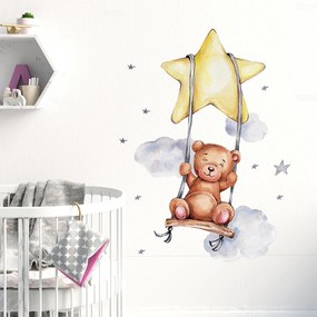 Αυτοκόλλητα Τοίχου Bear On Swing 60x67εκ. Sipo SIP-WS63034