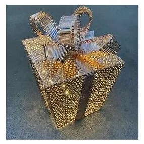 Διακοσμητικό Φωτιστικό Κουτί Δώρο 30 LED 21x21cm Μπαταρία Θερμό Φως Panagoulas -27-00532-Χάλκινο 27-00532