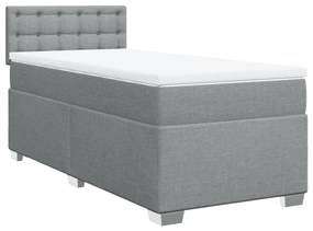 vidaXL Κρεβάτι Boxspring με Στρώμα Ανοιχτό Γκρι 80x200 εκ. Υφασμάτινο