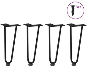 Πόδια Φουρκέτας για Τραπεζάκι Σαλονιού 4 τεμ. Μαύρο από Μασίφ Ατσάλι 30 εκ.