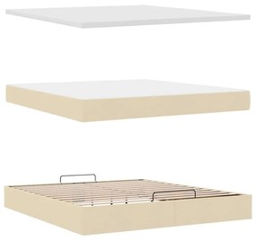 vidaXL Οθωμανικό κρεβάτι με στρώμα Cream 180x200cm ύφασμα