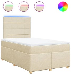 vidaXL Κρεβάτι Boxspring με Στρώμα Κρεμ 120x190 εκ. Υφασμάτινο