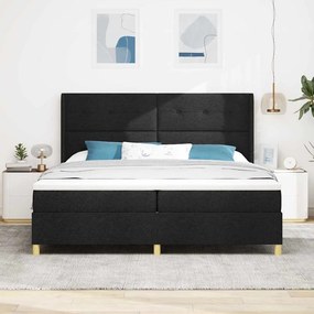 vidaXL Κρεβάτι με ελατήριο με στρώμα Μαύρο 200 x 200 cm ύφασμα