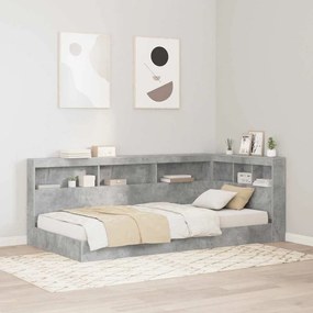 vidaXL Κρεβάτι βιβλιοθήκης Γκρι Σκυρόδεμα 75 x 190 εκ. Μελαμίνη