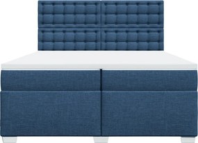 vidaXL Κρεβάτι Boxspring με Στρώμα Μπλε 200x200 εκ. Υφασμάτινο