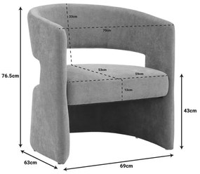 Πολυθρόνα Leicy ύφασμα σε καφέ απόχρωση 69x63x76.5εκ 69x63x76.5 εκ.