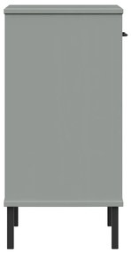 Κομοδίνο OSLO Γκρι από Μασίφ Ξύλο Πεύκου με Μεταλλικά Πόδια - Γκρι