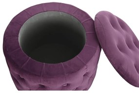 Υποπόδια DKD Home Decor Μοβ πολυεστέρας Βουργουνδίας Ξύλο MDF (70 x 70 x 42 cm)