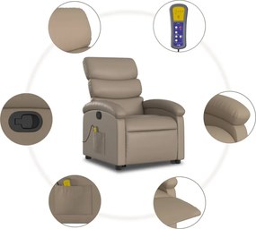 vidaXL Πολυθρόνα Μασάζ Ανακλινόμενη με Ανύψωση Καπουτσίνο Συνθ. Δέρμα