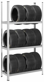 vidaXL Ράφι ελαστικών 3 επιπέδων Ασημί 110x40x200 cm Ατσάλι