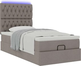 vidaXL Οθωμανικό κρεβάτι με στρώμα &amp; LEDs Taupe 80x200cm ύφασμα