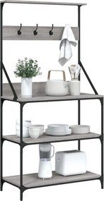 vidaXL Ραφιέρα Κουζίνας με Γάντζους και 4 Ράφια Γκρι Sonoma