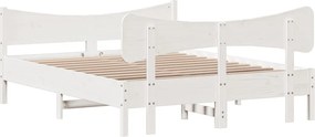 vidaXL Σκελετός Κρεβ. Χωρίς Στρώμα Λευκό 135x190 εκ Μασίφ Πεύκο