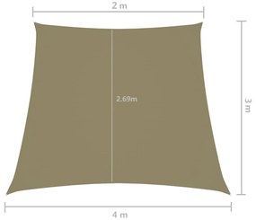Πανί Σκίασης Τρίγωνο Μπεζ 2/4 x 3 μ. από Ύφασμα Oxford - Μπεζ