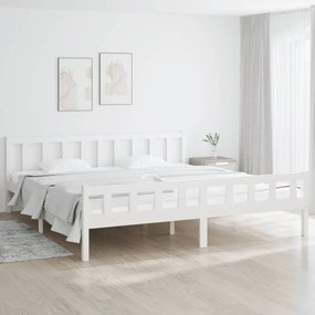 Πλαίσιο Κρεβατιού Λευκό 200 x 200 εκ. από Μασίφ Ξύλο