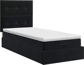 vidaXL Κρεβάτι Ottoman με στρώμα Μαύρο 90 x 200 cm Βελούδο
