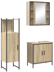 vidaXL Σετ Επίπλων Μπάνιου με ράφι με πόρτα 3 pcs Καφέ 60 x 30 x 60 cm