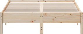 vidaXL Bed Frame Φυσικό 140 x 190 cm Solid Pine Wood
