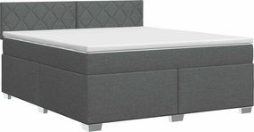 vidaXL Κρεβάτι box spring με στρώμα Σκούρο Γκρι 140 x 200 cm Ύφασμα