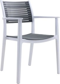 AKRON Πολυθρόνα PP-UV Άσπρο - Γκρι   1τμχ