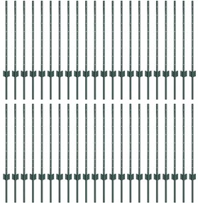 vidaXL Ασημένιοι Πόλοι Φράχτη 44 pcs Πράσινο Ατσάλι