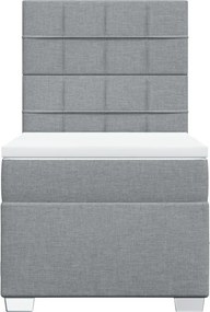 vidaXL Κρεβάτι Boxspring με Στρώμα Ανοιχτό Γκρι 100x200 εκ. Υφασμάτινο