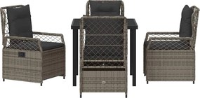 vidaXL Σέτ φαγητού για κήπο 5 pcs Γκρι συνθετικό ρατάν