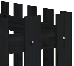 vidaXL Ζαρντινιέρα με Σχέδιο Φράχτη Μαύρη 200x50x70 εκ. Μασίφ Πεύκο