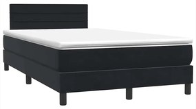 Κρεβάτι Boxspring με Στρώμα Μαύρο 1120x210 εκ. Βελούδινο - Μαύρο