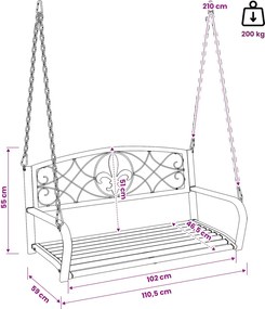 vidaXL Πάγκος Κούνια Ατσάλι 110,5 x 59 x 55 εκ Αντίκες Λευκό
